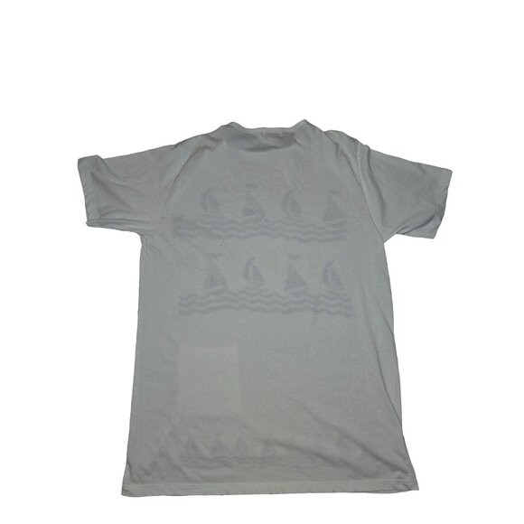 Vintage 90s C.S.T. Sport White Graphic Tee/Coverup With Sailboat & Sun Print - Picture 4 of 5